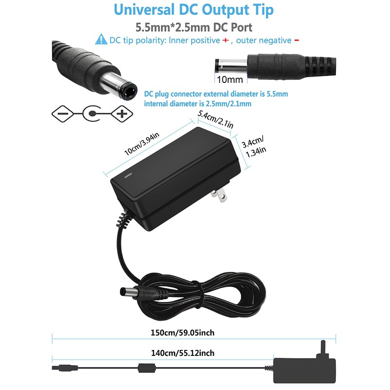 24V 1.5A Power Supply 36W Wall AC/DC Adapter 100V-240V AC