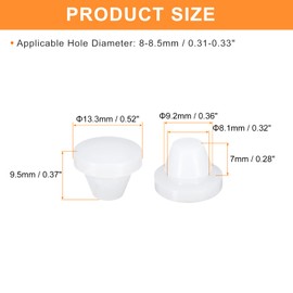 uxcell 28Pcs Silicone Plugs, Rubber Round Snap in Locking Hole Plugs for 8-8.5mm Hole, Hole Stoppers Waterproof Hole Plug for Metal Tube, Furniture End Caps Inserts, Translucent