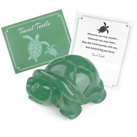QINJIEJIE Travel Turtle Travel Gifts for Women Best Travel Gifts for Travelers Men Green Aventurine Turtle Figurines Healing Crystals Sea Turtles Lovers Good Luck Gift for Women