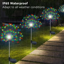 Slyuexu Slyuexu Solar Garden Lights Outdoor Waterproof, 2 Pack 120 LED Solar Firework Lights Decorative Garden Dcor Outside for Flowerbed Pathway Party Christmas Decorations, Multicolor