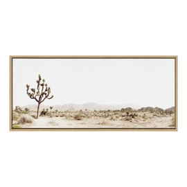 Kate and Laurel Sylvie Lone Joshua Tree Framed Canvas Wall Art by Amy Peterson Art Studio, 18x40 Natural, Decorative Nature Art for Wall