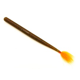 Rabid Baits Shaker Worm, Straight Tail Worm for Freshwater Fishing, for Shaky Head Jig or Texas Rig, Worm Green Pumpkin Orange, 5" (6 Worms)