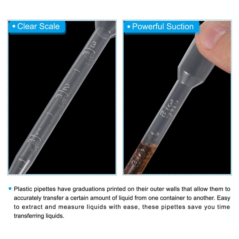 PATIKIL 1ml Pipettes Dropper, 24pcs Plastic Pipettes Disposable Pipette Transfer