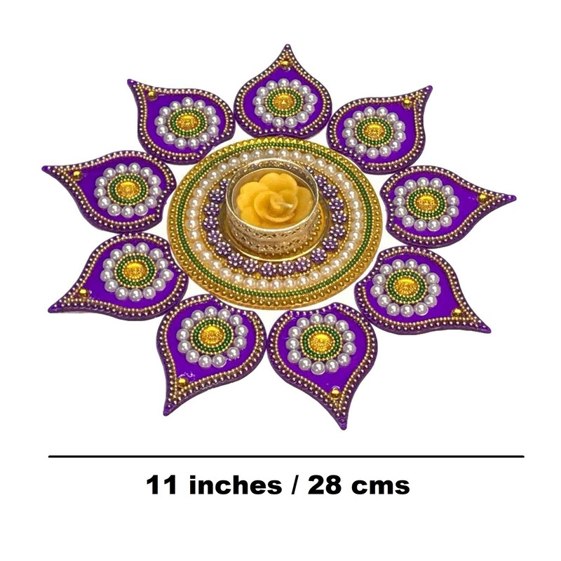 Krisah SMALL SIZE 11 Pieces Set Acrylic Rangoli with T