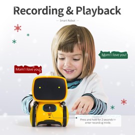 GILOBABY Interactive Smart Robot Toys, Intelligent Robot Toys for Kids, Children Girls & Boys Robotic Toys 3 Years Old Up, Voice Control & Touch Sense, Dance & Sing & Walk, Recorder & Speak Like You