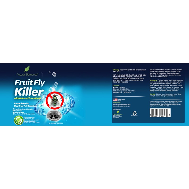 Natural Elements Fruit Fly Killer | Drain Flies, Gnats, Flying