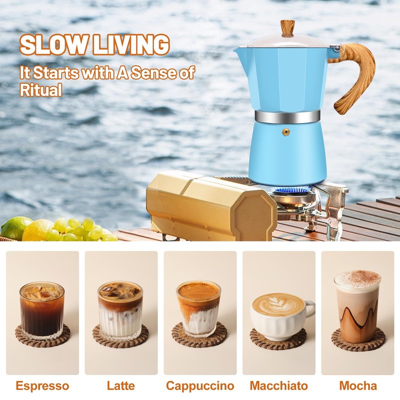 DITOSH 12 Cup Aluminum Espresso Stovetop Moka Pot Express Coffee