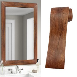 DESOMINOR 32.8Ft Black Border Peel &Stick Wood Grain Wallpaper Border Removable Waterproof Bathroom Mirror Frame Sticker (Red, 3.94Inch x 32.8Ft)