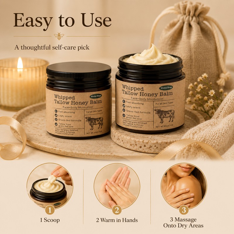 Whipped Beef Tallow Honey Balm for Face & Body –