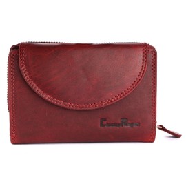 Chunkyrayan Genuine Leather Women's Purse, High-Quality, Vintage, RFID Protection, Includes Leather Keyring Leather, red