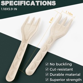 Green Earth, 6"Disposable Fiber Forks, 100-Pack Eco Friendly Forks, Natural Fiber Forks(Bamboo Pulp)，Everyday Tableware，Microwave-Safe, Gluten-Free, Environmentally, No Plastic or Wax Lining