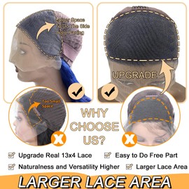 Suresen Dark Blue 13x4 Lace Front Wigs Human Hair Pre Plucked 180% Density 26 Inch Body Wave Hd Lace Front Wig Human Hair Pre Plucked Dark Blue Human Hair Wig with Bleached Knots Natural Hairline