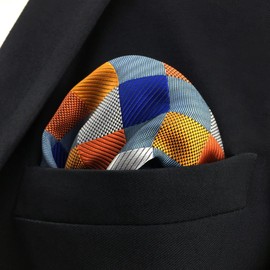 SHLAX&WING Men's Floral Pattern Checkered Necktie, Wedding, Silk Check, 12.6 x 12.6 inches (32 x 32