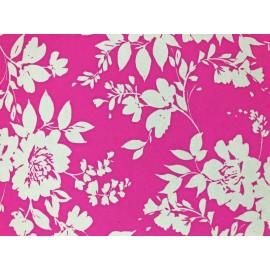 SLP Fabrics Techno Crepe Fabric-Hot Pink White Paired Flowers-TCRP07