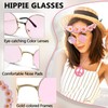 HyperFun Hippie Costume Accessories Set Peace Sign Necklace Sunglasses Flower
