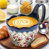 OZY Handpainted Soup Bowl with Handle,Ceramic Cereal Bowl Great for