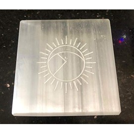 crystalmiracle Selenite Etched Charging Plate Crystal Healing Gift Positive Energy Peace Meditation Wellness