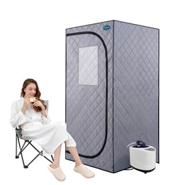 OSMOS SPA Portable Steam Sauna Tent Full Size, Oversized Personal Sauna Kit for Home Spa, Lightweight Sauna Box with Steamer, Time & Temperature Remote Control, Foldable Chair, 32'' x 32'' x 63''
