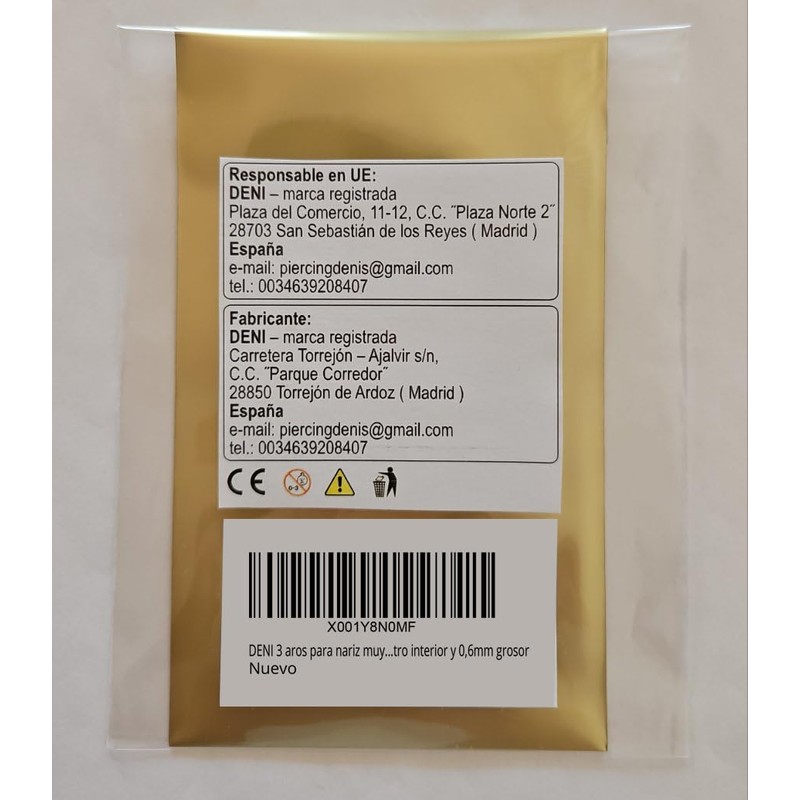 DENI 3 Very Thin and Very Small Nose Rings Without