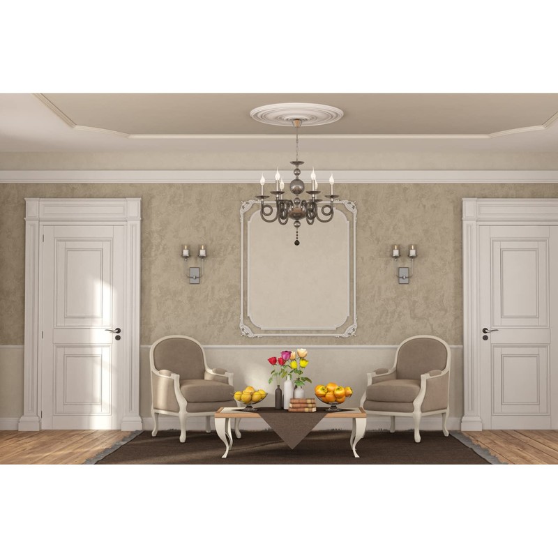 HEXIM Stucco Rosette Polystyrene EPS White, Ceiling Rosette Round and