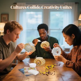 BOHMR DIY Turkish Mosaic Lamp Kit,Table Lamp Making Kit, Easy No Skills Craft for Family Team,Decorative Table Desk Light Crfat Kit for Living Room Bedroom, Make Your Own Table Lamp,Gifts,Amber