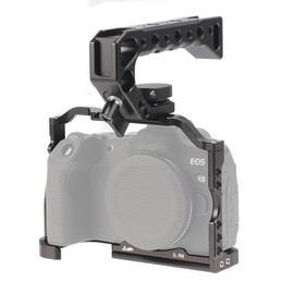 EOS R8 Camera Cage with Top Carry Handle, Hersmay Aluminium Camera Cage for Canon EOS R8 DLSR Camea Rig Video Stabiliser with Cold Shoe, Multiple 1/4 Inch & ARRl Location Holes