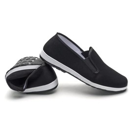 Tai Chi Chinese Traditional Canvas Kung Fu Shoes, Martial Arts Old Beijing Style, Black Rubber Sole Unisex Size Men 9/Women 10