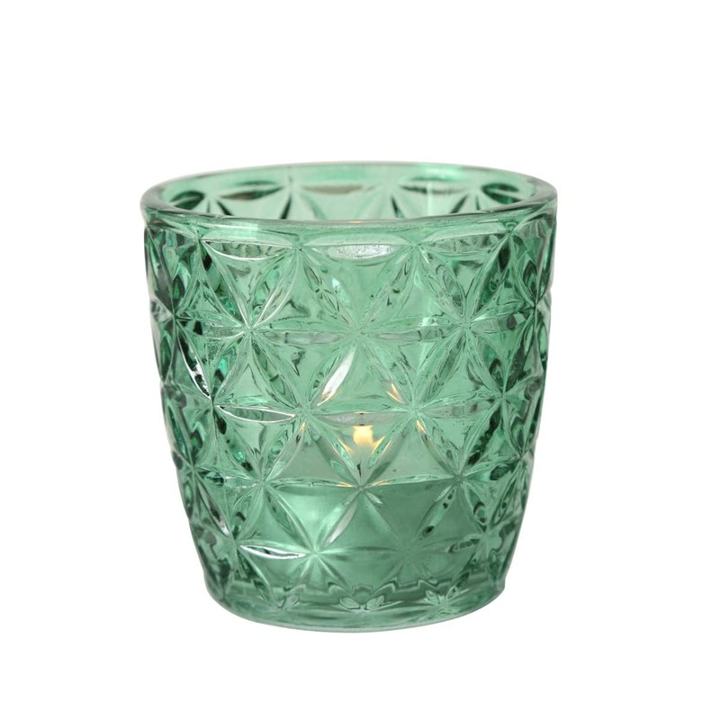 Windlicht Marilu 4tlg H/D7,5cm Petrol Glas Lackiert