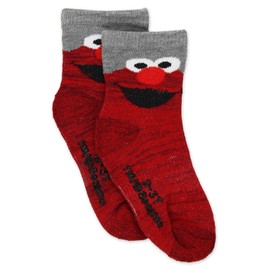 Sesame Street Elmo Baby Toddler Boy's Girl's 3 Pack Crew Socks with Grippers (4-5T, Red)