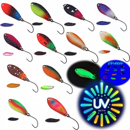 UV Active Spoons Trout Set Ultra Light (Choice of 2.5 g / 1.7 g) Fishing Accessories Trout Bait Spoons Set Spoon Set for Trout Fishing Spoons (2.5 g, 3 cm)