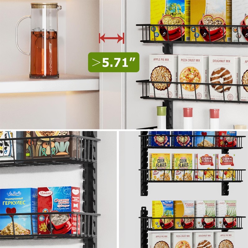 Churboro Over the Door Pantry Organizer Rack with 12 Adjustable