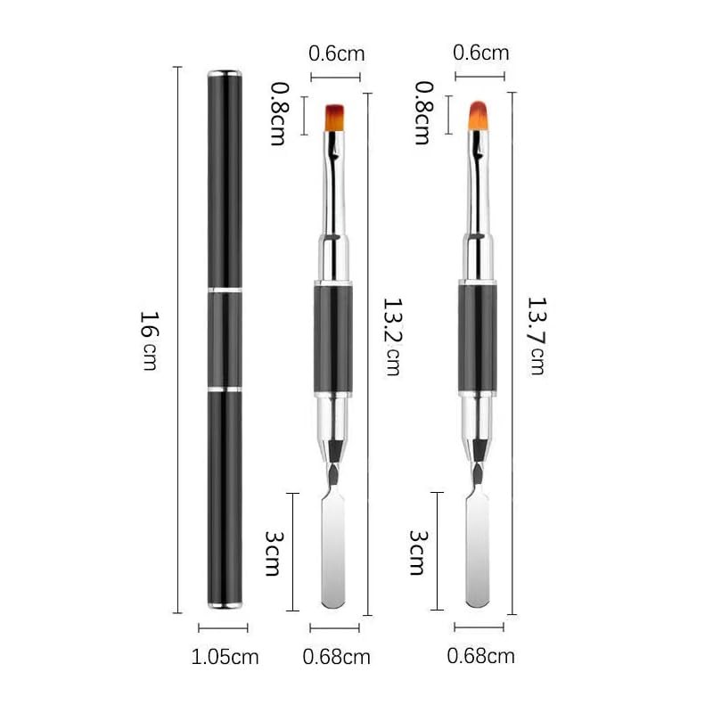 Metal Nails Nail Brushes, 2 Pieces Nail Art Brushes, Dual-Ended
