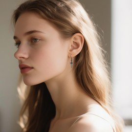 URONE Sword Earrings 925 Sterling Silver Turquoise Sword Drop Dangle Earrings Sword Jewelry Gift for Women Men