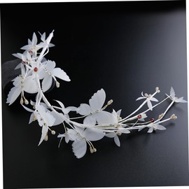 WOONEKY White Butterfly Chiffon Soft Chain Headband for Women Elegant Hair Accessory for Wedding and Parties