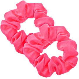 2 Pcs Pink Scrunchie 80s Neon Pink Scrunchies Solid Neon Hair Accessories Elastic Hot Pink Scrunchie Large Voile Hair Ties Hair Bands Ponytail Hair Scrunchies for Women Girls