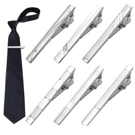 Liameph 6 PCS Tie Clip for Men,Tie Pins for Men,Silver Classic Tie Bar Clip Set Elegant Accessories，Tie Clip Suitable for Formal and Casual Occasions,Birthday,Gift Graduation Wedding Party