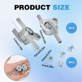 2 Pcs Inline Fuel Shutoff Valve, 3/16 Fuel Line Shut Off Valve for 50cc-125cc Dirtbike, ATV, Mini Bike, Motorcycle Fuel Shut Off Valve with Petcock for Small Engines, Go Karts, and More