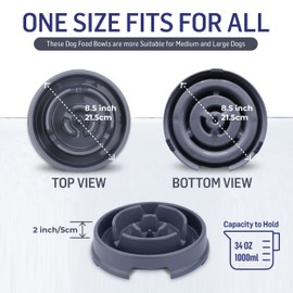 Pack of 2 Slow Feeder Dog Bowl, Anti Slip Dog Bowls to Slow Down Eating, Anti-Gulp Dog Feeding Bowls, Dog Slow Feeder Bowl