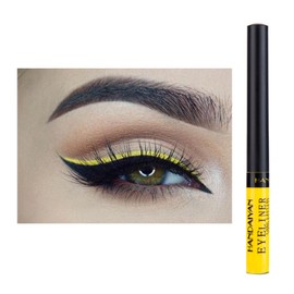 Kyannkara Liquid Eyeliner Colorful Matte Glitter Neon Eyeliner Pencil Pigmented Smudgeproof Long Last Gel Eye Liner（Yellow）