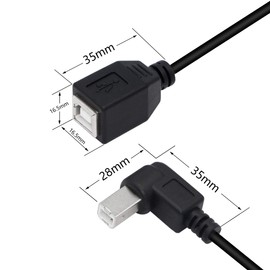 SinLoon USB 2.0 Type-B Printer Cable, (2-Pack) USB 2.0 B Female to Left Angle+Right Angle B Male Printer Short Extension Cable,for Printer, Scanner, Mobile HDD and More (L-R)