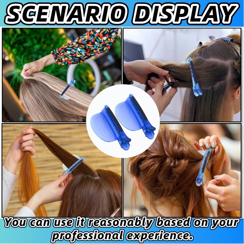 Heat Insulation Sectioning Clips, 2PCS Blue Hair Styling Clips -