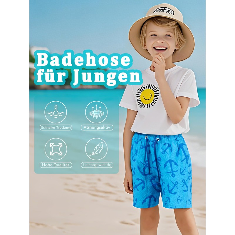 NATUST Boys' Printed Swimming Shorts with Mesh Lining Beach Shorts,