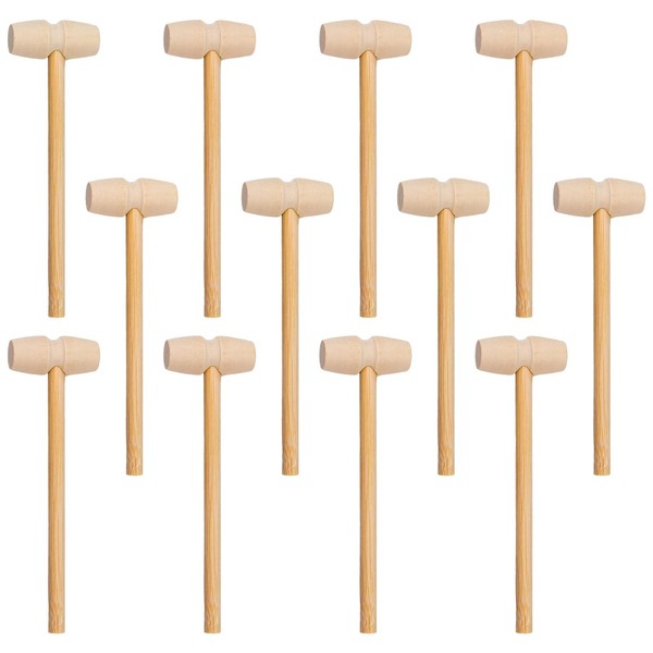 MFUOE Wooden Hammers Mini Mallets Pounding Toy for Children Baby Wooden Crab Mallet Chocolate Seafood Harmer for Kids Boys Girls (24)
