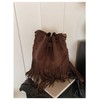 MakeMeChic Women's Fringe Single Strap Shoulder Handbags Suede Drawstring Crossbody