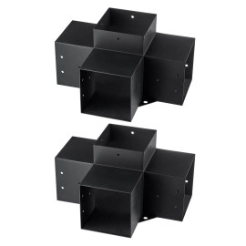 Heavy Duty 4 Way Corner Bracket Kit 2 Pcs 6x6 Inch 5MM Thick Steel Painted Standard for Outdoor Pergola Wood Beam Supportapplicable column size: 6 x 6 inch, Quantity: 2 pcs