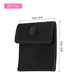 uxcell 20 Pcs Velvet Jewelry Pouches with Snap Button 2.8x2.8 Inches, Soft Jewelry Pouches Storage Bags Small Velvet Gift Bags for Rings Necklace Bracelet Earring Watch, Black