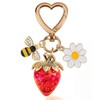 GONZTEL 1PscCute Strawberry Keychain Bag Charm Heart Keychain Strawberry Pendant