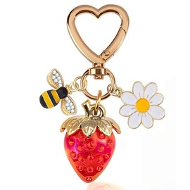 GONZTEL 1PscCute Strawberry Keychain Bag Charm Heart Keychain Strawberry Pendant Women Purse Keychain (Ideal Gift)