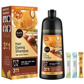 Black Hair Dye Shampoo 3 in 1 for Women & Men 100% Gray Hair Coverage - Herbal Ingredients Natural Plant Hair Color - Hair Dye in Minutes 17.6 Fl Oz