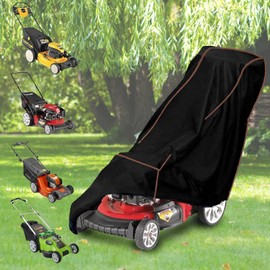 QYMOTO Lawn Mower Cover,Push Lawn Mower Cover,Walk Behind Mower Cover 420D Waterproof HeavyDuty,for 12 to 15" Universal Fit for Greenworks,EGO,Craftsman,Husqvarna,Honda（ 79"*16"*33"）